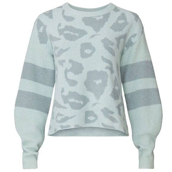 JOHN + JENN Finn Blue Leopard Printed Knit Sweater Size S - Picture 3 of 8